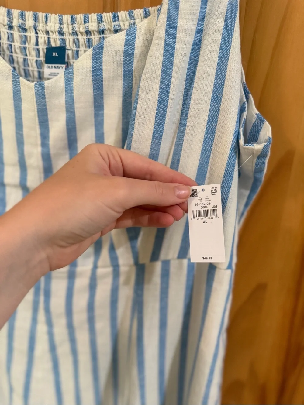 Old Navy Blue and White Vertical Stripe Dress